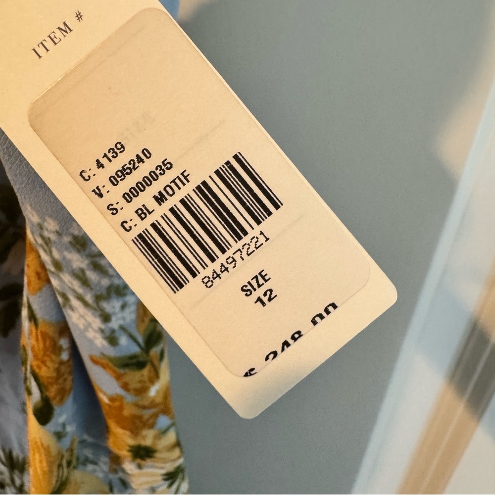 Reformation Light Blue Floral Midi Dress with Yellow Blooms - Picture 8 of 10